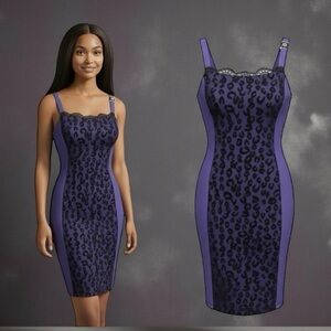 Class Roberto Cavalli Elegant Purple and Black Animal Print Dress 8